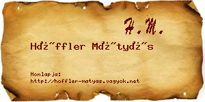 Höffler Mátyás névjegykártya